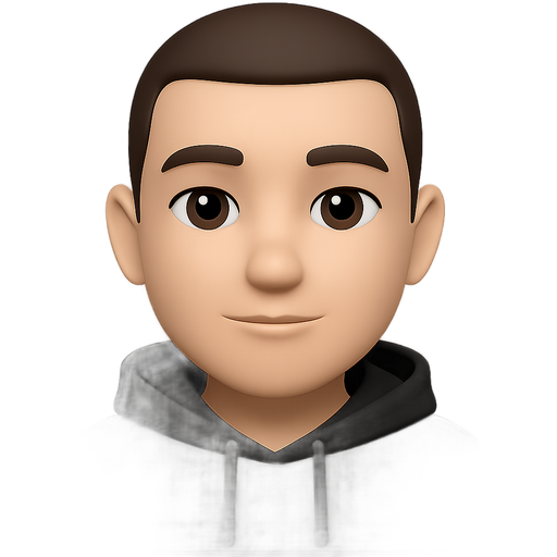 Create an Apple iPhone–style emoji (Apple emoji / Memoji aesthetic) featuring a young man. The man has light skin, short dark brown hair, straight eyebrows, brown eyes, and a calm neutral facial expression. His facial features are balanced and soft, with a straight nose, defined jawline, and clean-shaven face. He is wearing a simple black hoodie, giving a minimal and casual look. The emoji should follow the official Apple emoji style: smooth 3D design, rounded shapes, soft lighting, subtle shadows, realistic yet cute proportions, clean textures. High-quality 3D render, Apple Memoji aesthetic, no text, no background or transparent background.