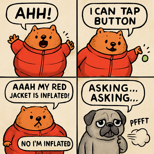 Furry says ahh I can tap button furry says aaah my red jacket is inflated like circle inkpug bruh inkpug says asking….asking……tornado you swallowed furry furry says no I’m inflated subscribe for me to fly and inkpuggy is gonna fart