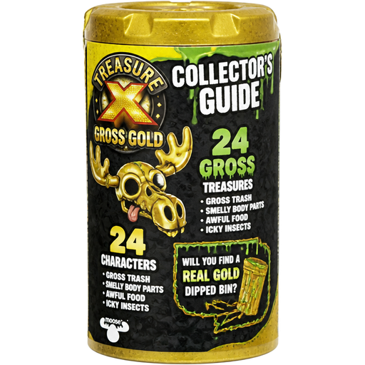 moose toys treasure x gross gold collectors guide 24 gross treasures gross trash smelly body parts awful food icky insects and 24 characters gross trash smelly body parts awful food icky insects will you find a real gold dipped bin