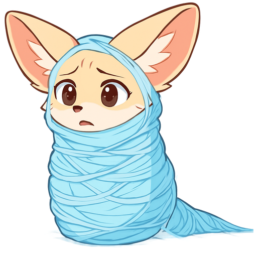#B8FFFF slikworm cocooned pod# #B8FFFF cocooned #EADDCA fennec fox anthro worried cocoon pod wrapped up coated with huge think coat of #B8FFFF webbing and spider slik wrappings cocoon covered with #B8FFFF huge coating of #B8FFFF slik and huge #B8FFFF slik wrappings and huge #B8FFFF webbing wrappings #B8FFFF on the ceiling and ground, anime style emoji, cute expressive character