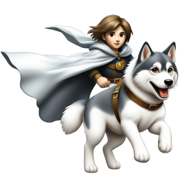 πβ¨ An enchanted hero donning a silver cloak races through a mystical forest, rescuing a valiant husky with shimmering fur in a realm of Ricci Synchronity. Twinkling fairy lights illuminate their path as they emerge from a magical healing fountain, ready to confront mythical challenges that await! πΊπ«π°