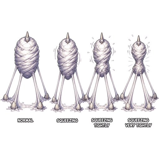 dungeon fighter Online pc game white slikworm cocoon with white slik wrappings anchor to the ground and white slik strings attached to white slikworm cocoon sprites normal squeezing squeezing tightly squeezing very tightly