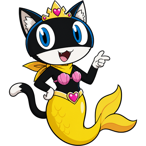 morgana anthropomorphic cat Persona 5 yellow mermaid tail unikitty mermaid princess kitty katswell t.u.f.f puppy mermaid princess