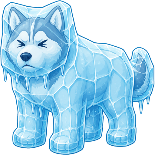 clipart cartoon style frozen frozen frozen husky dog frozen head completely frozen in a huge thick coat of ice body completely frozen in a huge thick coat of ice fore legs completely frozen in a huge thick coat of ice hind legs completely frozen in a huge thick coat of ice tail frozen frozen in a huge thick coat of ice face completely frozen in a thick coat of ice clipart cartoon style