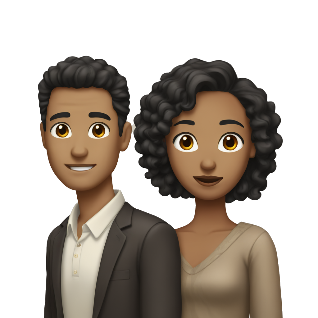 Couple the woman have a straight black hair and white skin and her male partner tan skin with and brown curls