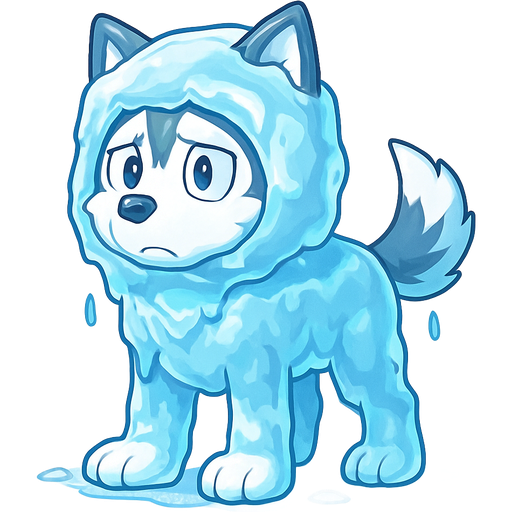 frozen frozen husky dog frozen head frozen in a huge thick coat of ice body frozen in a huge thin coat of ice arms frozen in a huge thick coat of ice legs frozen in a huge thick coat of ice tail frozen in a huge thick coat of ice face frozen in a thick coat of ice sonic x style