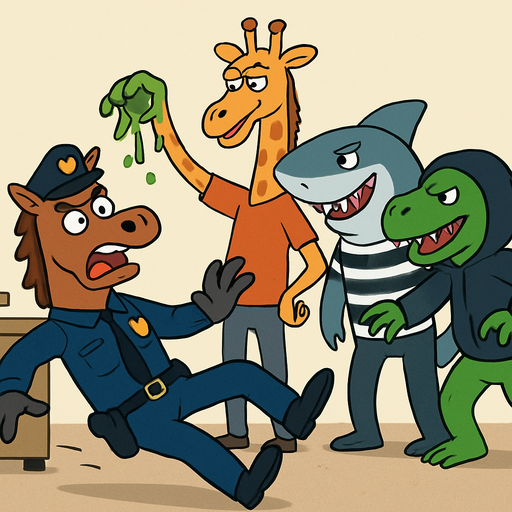 The 🐎officer guy was working but 🦒thief 🦈thief 🦖Alex thief was putting slime on but 🐎office guy falls down and gets mad