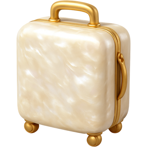 Luggage bag of pearl texture style that’s elegant and has some hint of gold and it’s shown as 3D angle