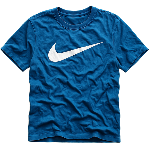 create a ultra detailed emoji of a blue baggy nike shirt with crumples on a white background, square aspect ratio