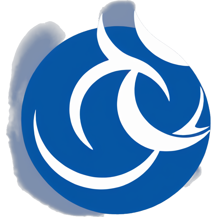 A blue flag with a white circle in the middle a white crescent below the circle and a white flame symbol above the circle