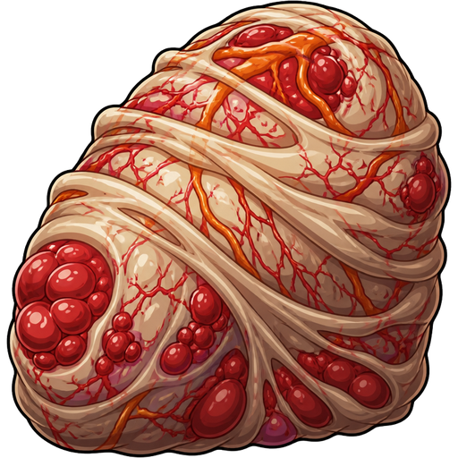 giant slikworm web thick layers non-transparent slik wrappings and huge slik wrappings with thick layers with red clusters and orange veins with a red veins and red blisters