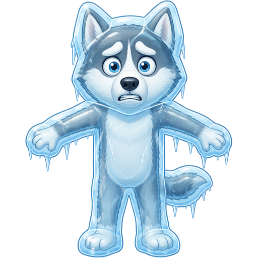 frozen frozen frozen husky dog frozen head completely frozen in a huge thin coat of ice body completely frozen in a huge thin coat of ice arms completely frozen in a huge thin coat of ice legs completely frozen in a huge thin coat of ice tail frozen frozen in a huge thin coat of ice face completely frozen in a thin coat of ice