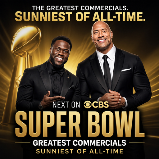 Kevin Hart suit And Dwayne Johnson suit tv Super Bowl greatest commercials sunniest of all-time next on CBS