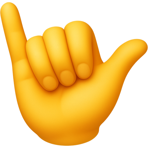 Emoji of a hand with the pinky finger up, other fingers curled toward the palm, and the thumb resting across them