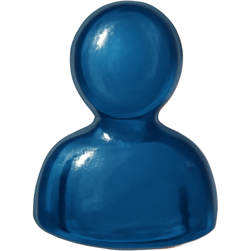 A translucent dark blue figure casts a soft, well-defined terracotta shadow on a beige background. Symbolizes the integration of the shadow self.
