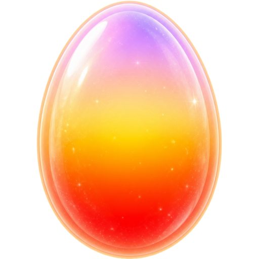 Draw an egg-shaped transparent oval aura. inside it the gradient — in the bottom is red color, at the middle is orange and yellow color, at the top is light violet color. There is a transparent blurred strip of orange color around the oval, it frames the oval
