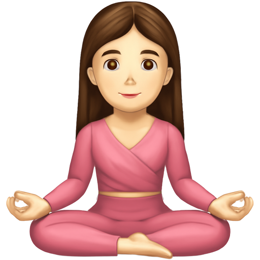 a woman sitting in the middle of a yoga pose with cross body wrapped pink top and pink leggings long brown hair and pale skin