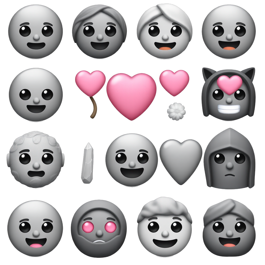 various emojis without faces Gothic cute pink grey black emo hearts crystals plants weather decorations