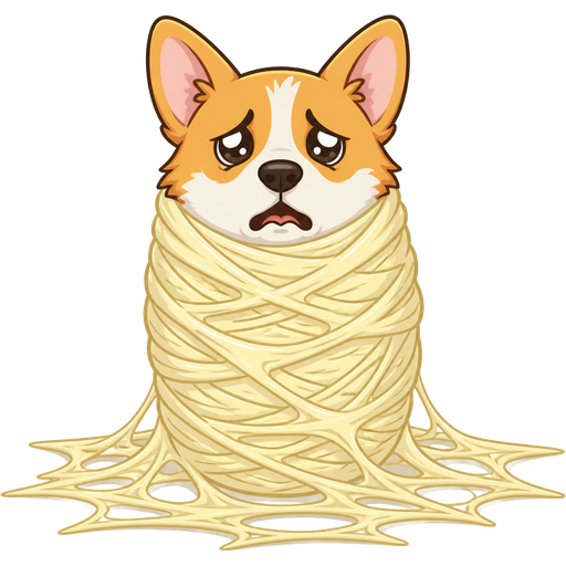 non transparent #FFF4A6 spider cocooned webbed mummified with #FFF4A6 spider slik webbings on the ground with an anthro corgi head whimper