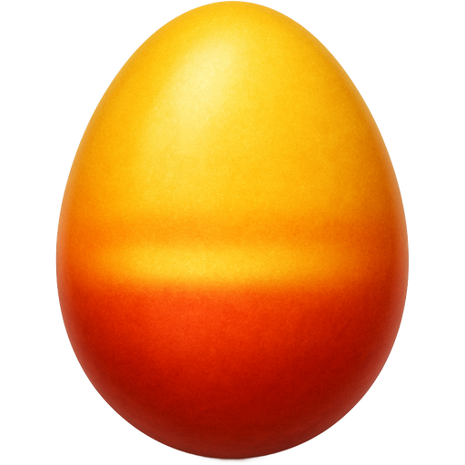 Draw an egg-shaped oval, inside it the gradient — in the bottom red color, red flow into orange thick line. On the top is yellow color. High quality, very detailed, realistic. Please drow in the middle of gradient orange thick line with with blurred edges