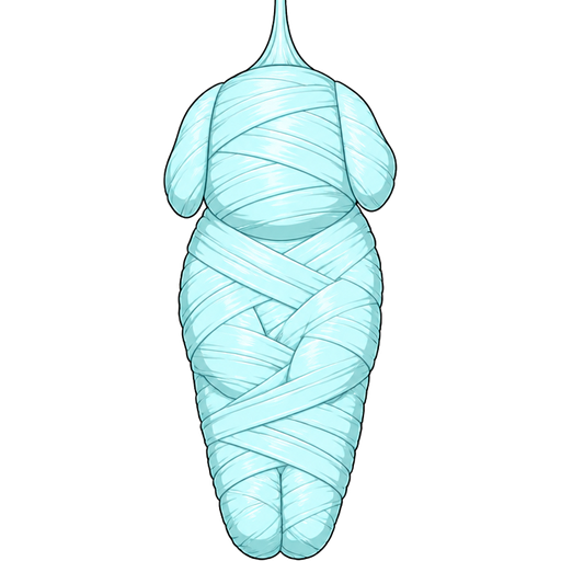 #B8FFFF spider slik cocoon #B8FFFF mummified completely covered anthro dog shaped cocoon hanged ears completely covered