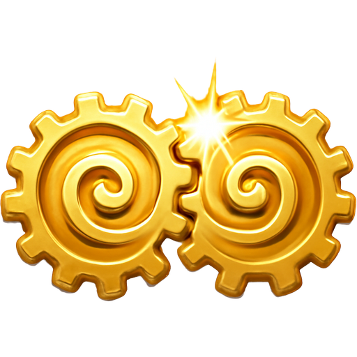 Two nearly identical spirals or gears that click into perfect alignment for a moment, creating a small spark or flash of light.