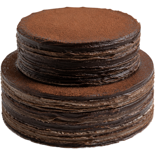 Whole 2-Tier Black Mocha Latte Crepe Cake with Black Chocolate Fudge Cream Cheese Frosting Layering it