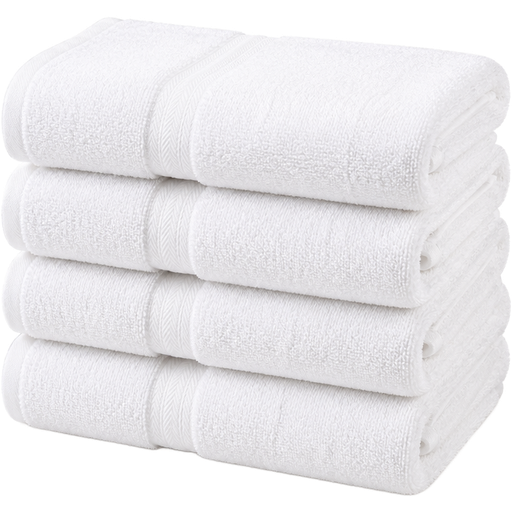 Ultra-realistic stack of white spa towels, premium spa aesthetic, freshly laundered appearance, soft plush cotton texture with visible fibers, neatly folded and perfectly aligned layers, subtle natural creasing and gentle volume, crisp bright white tones with soft tonal variation, clean refined edges, pristine and unused look, high-end luxury finish, soft natural highlights, sharp focus, studio-quality lighting, hyper-detailed textures, 8k resolution