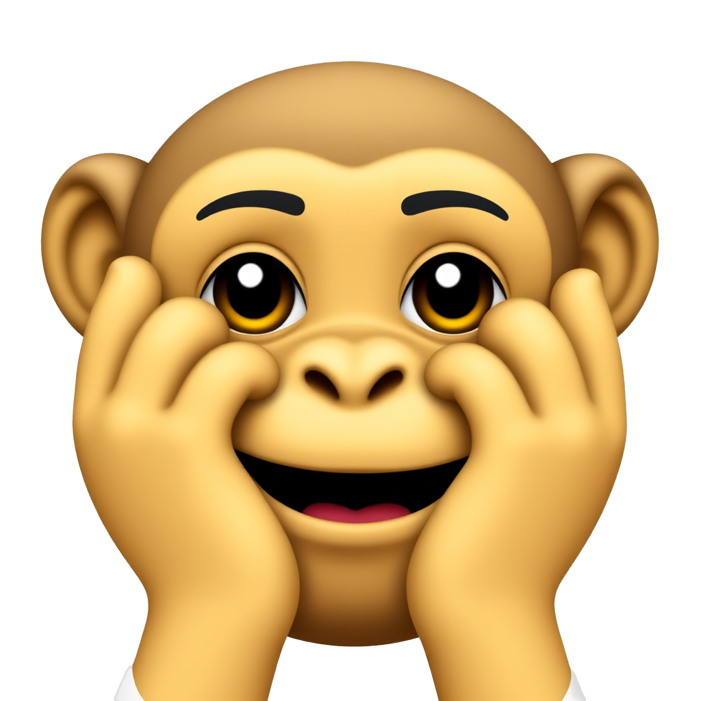 An emoji that has the same facial expression as the monkey emoji with it’s hands over his eyes but in yellow and round form like a regular emoji