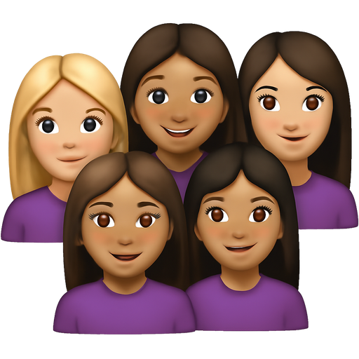 wolf pack of 5 girls one with blonde hair one with dirty blonde, one that tan and brown hair, one tall brown hair, one brown hair and dark freckles