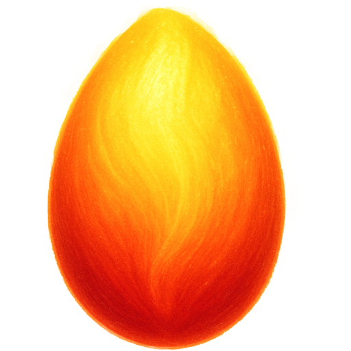 Draw an aura-shaped oval, inside it the gradient — in the bottom red color, red flow into orange line. On the top is yellow color. High quality, very detailed, realistic.