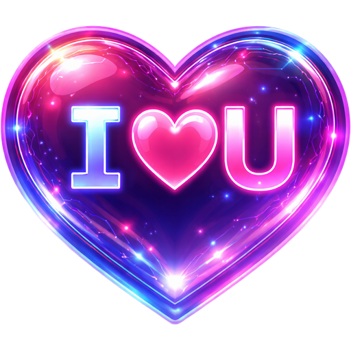I ❤︎U written inside a beautifully shaped 3D heart that looks like it's puffed out for a realistic 3D effect.