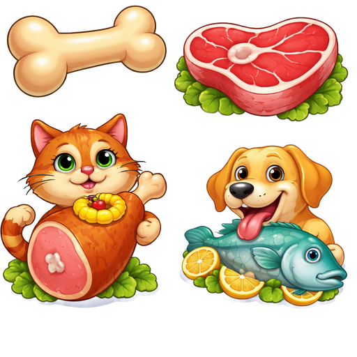 Sony Pictures Animation Open Season 3 Maslova Family Circus: 🐕Dog Bone🦴, 🦮Dog Meat🥩, 🐈Cat Ham🍖, 🦮Dog Fish🐟
