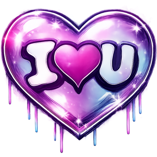 I❤︎U written inside a beautifully shaped 3D heart that looks like it's puffed out for a realistic 3D effect. Heart should be see through clear looking can have tint of color