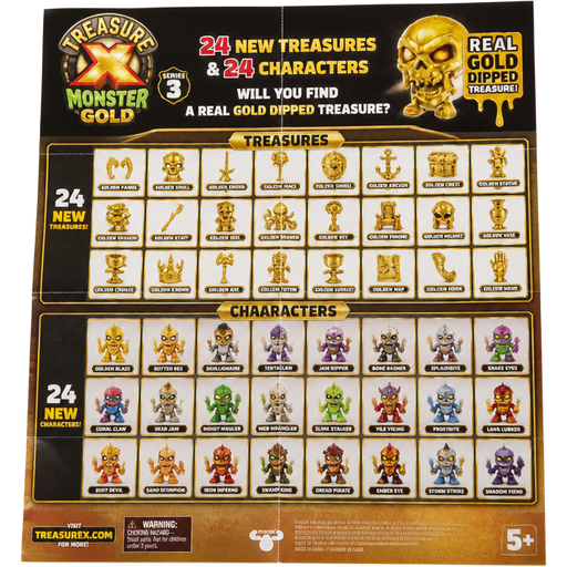 moose toys treasure x monster gold series 3 collectors guide 24 new treasures and 24 characters will you find a real gold dipped treasure