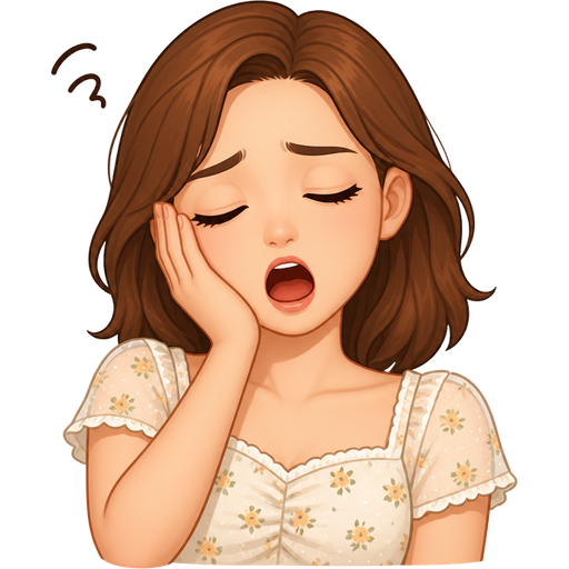 light skin woman with shoulder length chestnut brown hair wearing a summer illusion top short sleeves being tired