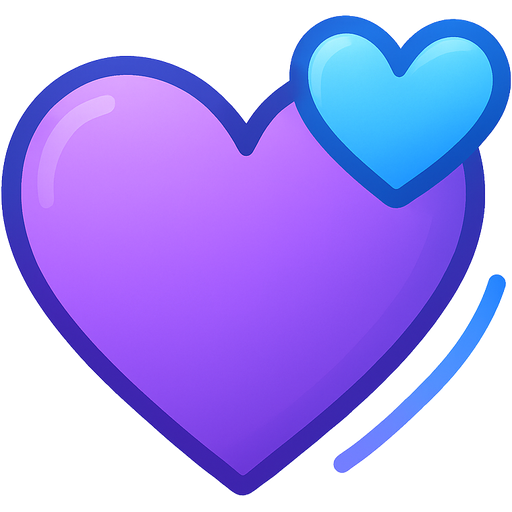 💞este corazón debe ser la base el más grande debe ser de color morado y el pequeño azul las líneas un azul y morado más clarito