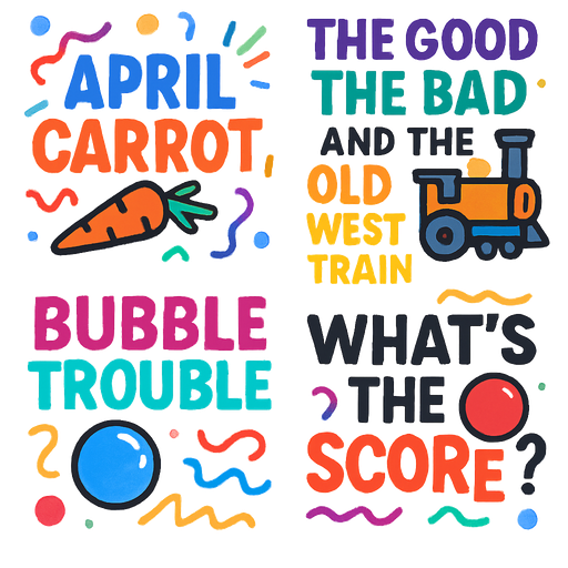The Magical World Of It’s Playtime: “April Carrot” and “The Good The Bad And The Old West Train” and “Bubble Trouble” and “What’s the Score red Ball?”