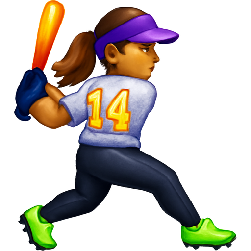 An agile softball player donned in a sparkling silver jersey, showcasing the number "14" in bold, shimmering gold on the back. They're wearing neon-green cleats, a vibrant purple visor, and a fierce determination in their eyes as they grip a glowing bat, ready to swing!