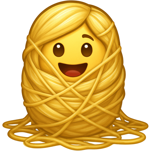 slikworm cocooned made of blonde hair pod made of blonde hair covered with made of blonde hair huge coating of slik made of blonde hair and slik wrappings made blonde hair and huge coating of webbing wrappings made of blonde hair on the ground cartoon style emoji, fun expressive character