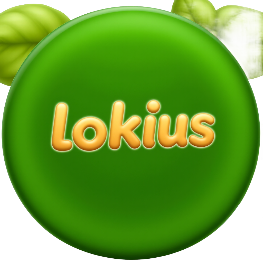 Ein labello, der Deckel ist dunkelgrün und auf ihm steht in goldenen letter lokius der labello schmeckt nach basilikum und Pistazie auf der Schriftzug lokius ist außerdem mit goldenen schnörkeln verziert