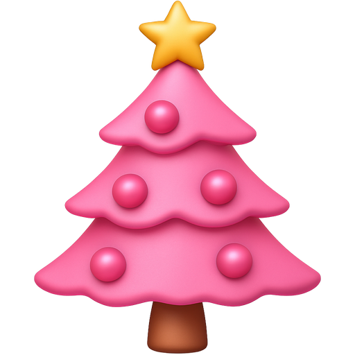 create a high definition modern emoji of Pink Christmas tree on a white background, square aspect ratio