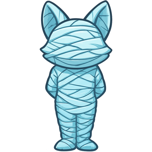 #B8FFFF spider slik mummified anthro fox shaped cocoon with no face arms behind back covered with #B8FFFF layer of #B8FFFF spider slik wrappings standing up legs tied together with spider slik #B8FFFF completely covered with thin layer of #B8FFFF spider slik wrappings completely covered with thin layer of #B8FFFF spider slik wrappings cartoon style emoji, fun expressive character