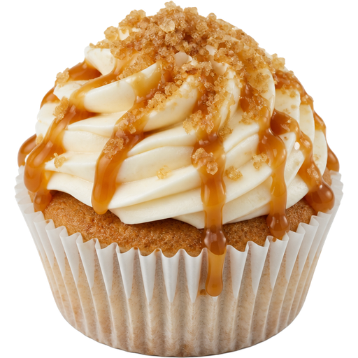 Banoffee Cupcake with Vanilla Buttercream Frosting and Drizzled Caramel along with Brown Sugar on Top
