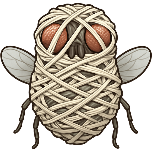 webbed and cocooned housefly wrapped up completely covered entrapped in a with very huge coating of sticky slik cocoon and very huge spider web slik wrappings sliken cocoon tightly artistic creation, beautiful art