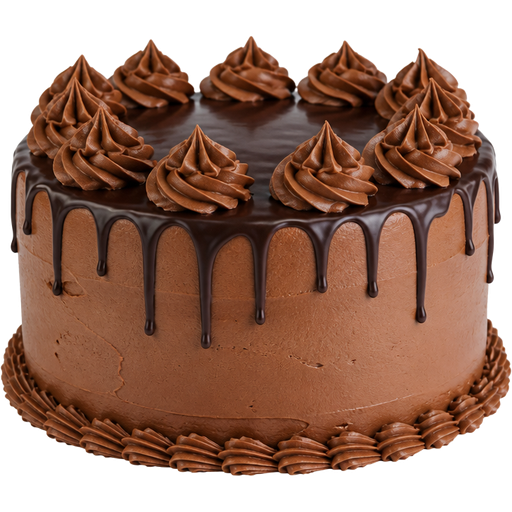 Whole 2-Layered Nutella Cake with Nutella Swiss Meringue Buttercream on the Outside and with Dollops of it at the Top with Chocolate Ganache