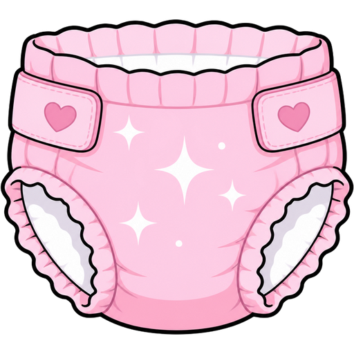 sparkling baby pink diaper | ghibli style | vector-cartoon | matte cel-shading | bold smooth black outlines