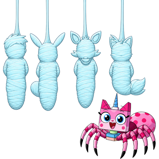 wrapped up and mummified fully covered in a #B8FFFF spider slik cocoon shaped like boy arms behind back with #B8FFFF spider slik wrappings completely covered with thick layers non-transparent #B8FFFF spider slik wrappings hanging on ceiling next to wrapped up and mummified fully covered in a #B8FFFF spider slik cocoon shaped like pikachu arms behind back with #B8FFFF spider slik wrappings completely covered with thick layers non-transparent #B8FFFF spider slik wrappings hanging on ceiling next to wrapped up and mummified fully covered in a #B8FFFF spider slik cocoon shaped like funtime foxy arms behind back with #B8FFFF spider slik wrappings completely covered with thick layers non-transparent #B8FFFF spider slik wrappings hanging on ceiling next to wrapped up and mummified fully covered in a #B8FFFF spider slik cocoon shaped like miles tails prower arms behind back with #B8FFFF spider slik wrappings completely covered with thick layers non-transparent #B8FFFF spider slik wrappings hanging on ceiling next to a happy unikitty drider hybrid