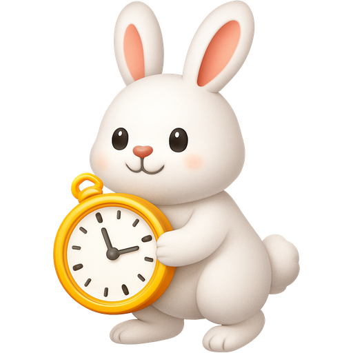 🌼 Once upon a time, a little white bunny 🐇 hopped through a magical forest 🌳 carrying a shiny golden clock ⏰, always keeping track of the moments in his whimsical adventure ✨.