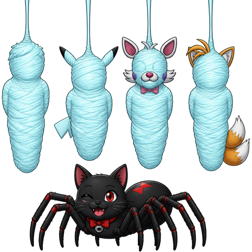 wrapped up and mummified fully covered in a #B8FFFF spider slik cocoon shaped like boy arms behind back with #B8FFFF spider slik wrappings completely covered with thick layers non-transparent #B8FFFF spider slik wrappings hanging on ceiling next to wrapped up and mummified fully covered in a #B8FFFF spider slik cocoon shaped like pikachu arms behind back with #B8FFFF spider slik wrappings completely covered with thick layers non-transparent #B8FFFF spider slik wrappings hanging on ceiling next to wrapped up and mummified fully covered in a #B8FFFF spider slik cocoon shaped like funtime foxy arms behind back with #B8FFFF spider slik wrappings completely covered with thick layers non-transparent #B8FFFF spider slik wrappings hanging on ceiling next to wrapped up and mummified fully covered in a #B8FFFF spider slik cocoon shaped like miles tails prower arms behind back with #B8FFFF spider slik wrappings completely covered with thick layers non-transparent #B8FFFF spider slik wrappings hanging on ceiling next to a happy male black widow spider cat drider hybrid